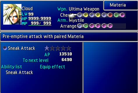 final attack materia|ff7 sneak attack materia.